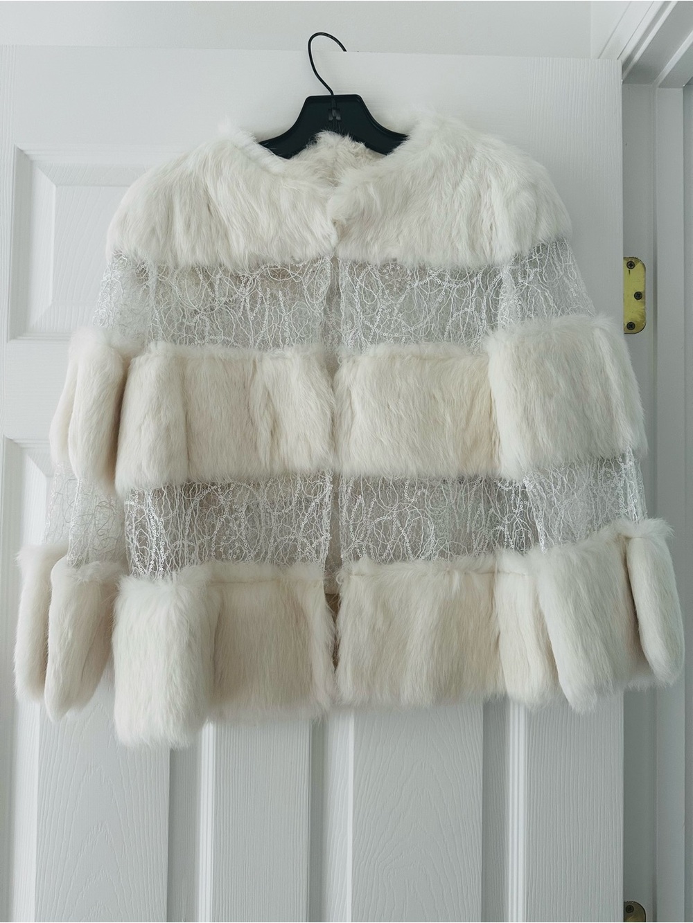 Luxury White Faux Fur Panel Jacket
